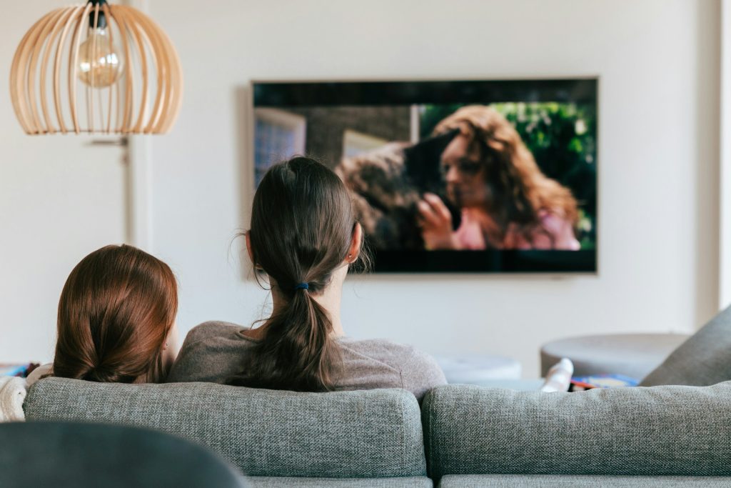 family watching movie