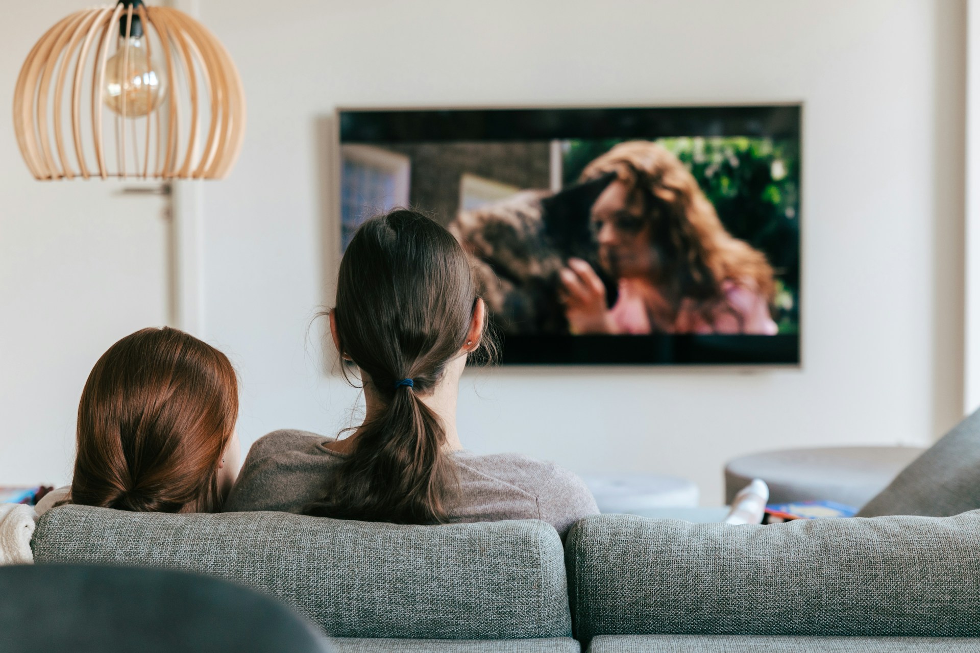 family watching movie